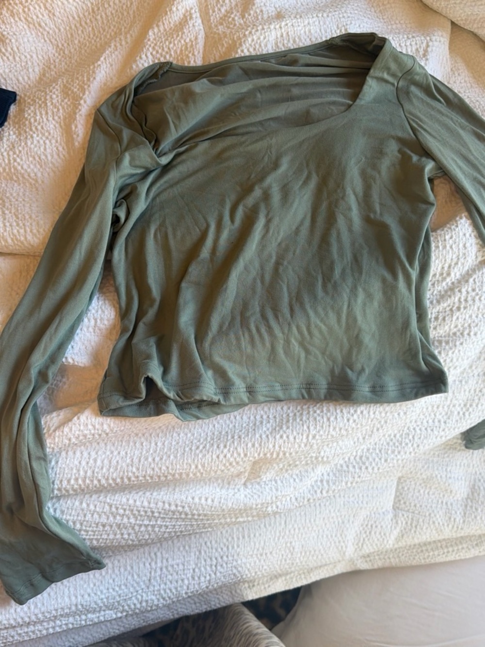 Aeropostale Olive Green Long Sleeve Scoop Neck Tee